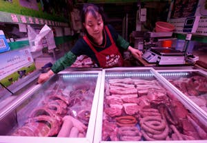 北京の肉屋さんの写真