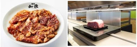 ワタミの焼肉店「焼肉の和民」商品と肉や料理を運ぶ「特急レーン」