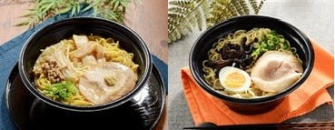 ローソンの「札幌味噌らーめん」と博多豚骨ラーメン」