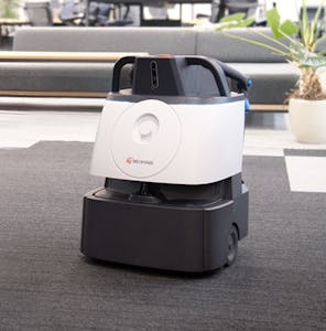 ソフトバンクロボティクスが開発した自律走行型の床掃除ロボットにアイリスオーヤマが独自の機能を加えた