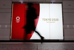 都内で掲示されている東京オリンピックのロゴ