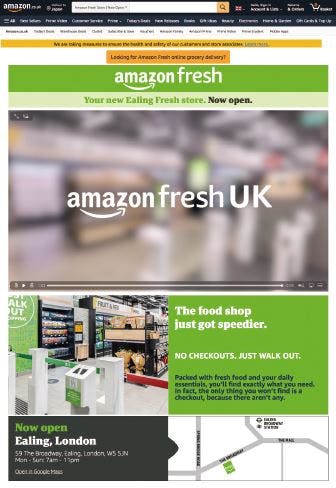 英国に出店した「アマゾン・フレッシュ」の紹介サイト