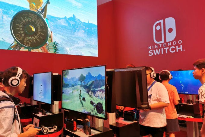 中国上海で開かれたゲームショーの任天堂ブース