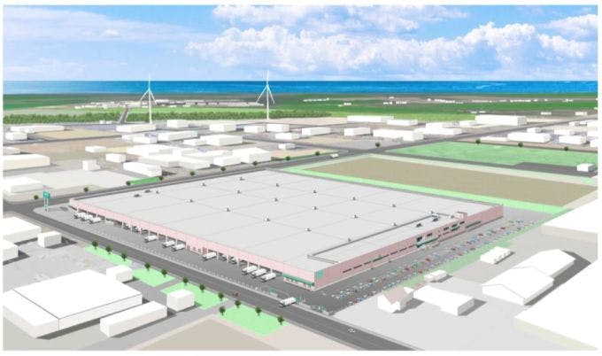 ニトリの来年5月完成予定の石狩DC（仮称）の完成イメージ