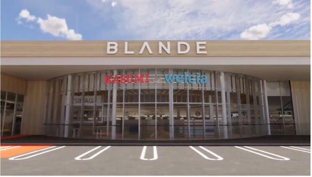 カスミとウエルシア薬局が一体となった新店舗「BLENDE（ブレンデ）」の外観