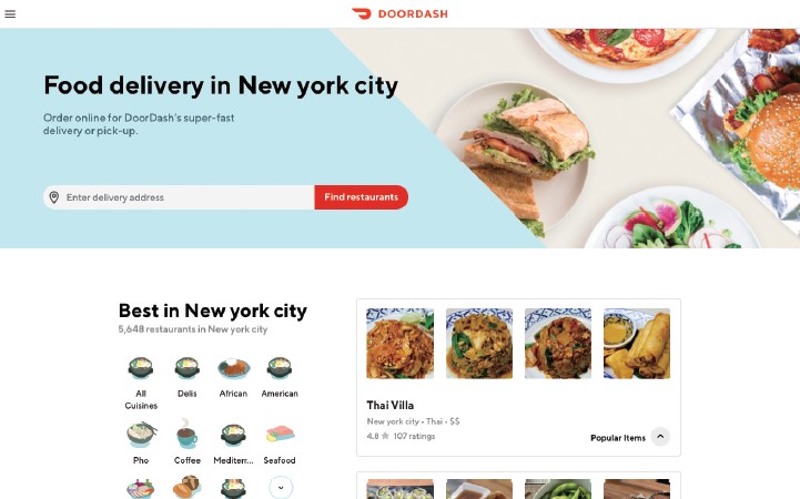 ドアダッシュのECサイト