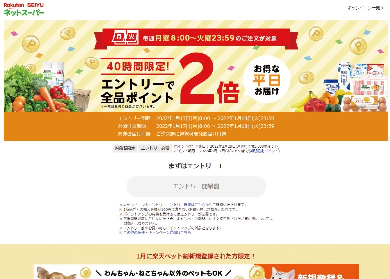 西友楽天ネットスーパーの共通ポイント「楽天ポイント」を利用した販促企画