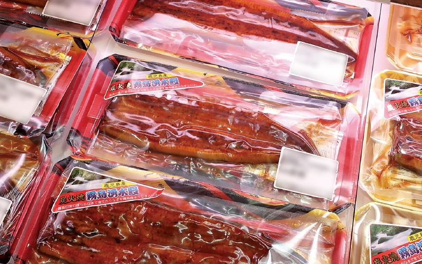 うなぎの真空パック商品の一例