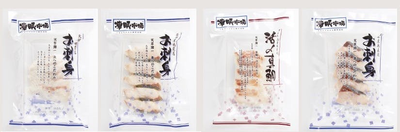 伊藤忠食品の「凍眠市場」天草産刺身 真鯛、真鯛昆布締め、しまあじ、かんぱち