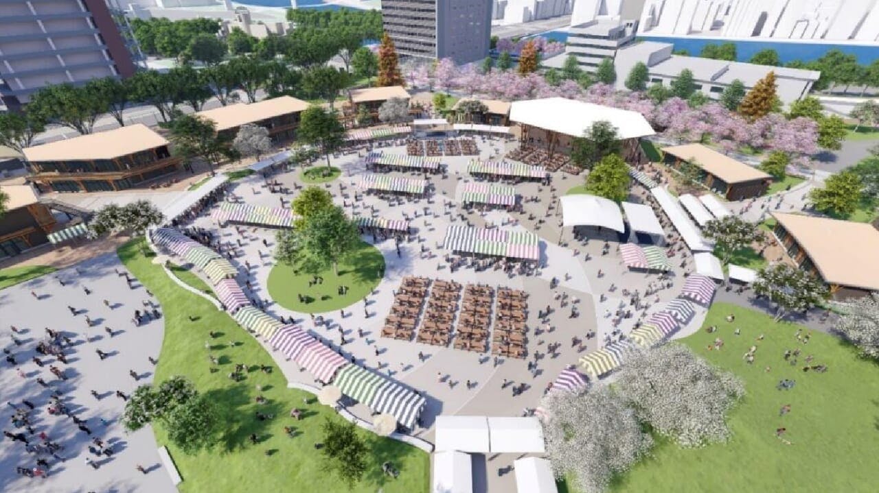 旧広島市民球場跡地に開発される商業施設「シミントひろしま」のイベント開催時のイベント広場のイメージ