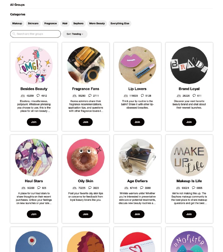 セフォラのオンライン上のユーザーコミュニティ「ビューティー・インサイダー・コミュニティ」