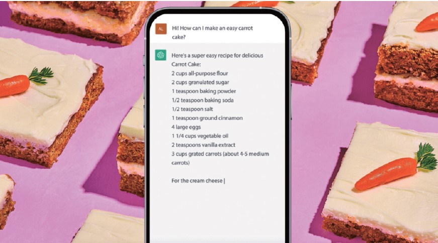 キャロットケーキのつくり方について回答するChatGPT