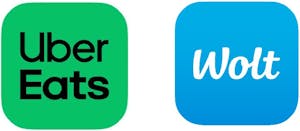 「Uber Eats」と「Wolt」のロゴ