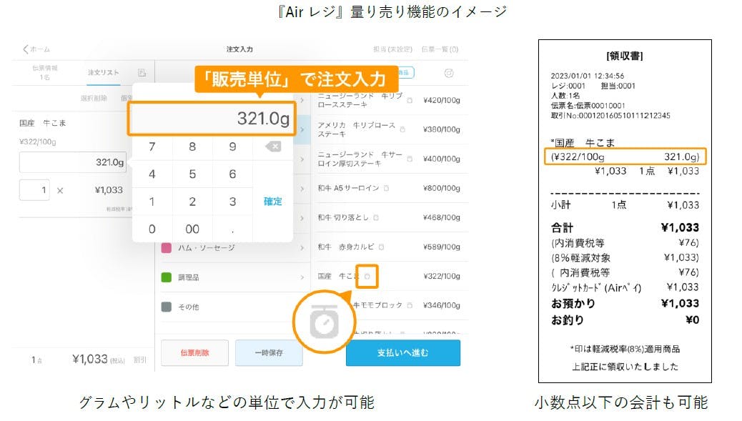 「Airレジ」量り売りのイメージ