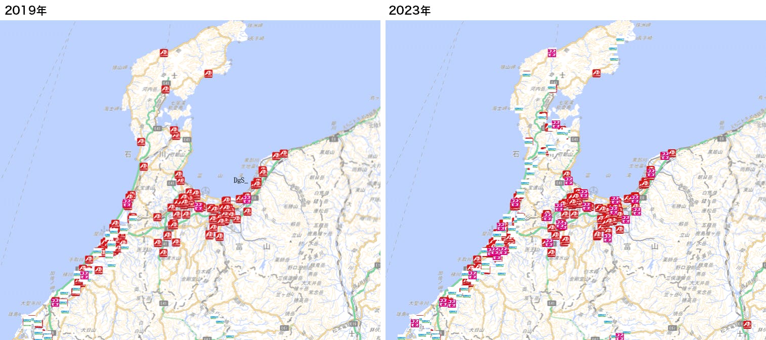 図4：石川、富山エリア