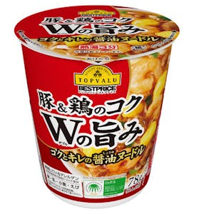 イオンが値下げを発表したプライベートブランド（ＰＢ）商品のカップ麺「コクとキレのしょうゆヌードル　７８ｇ」