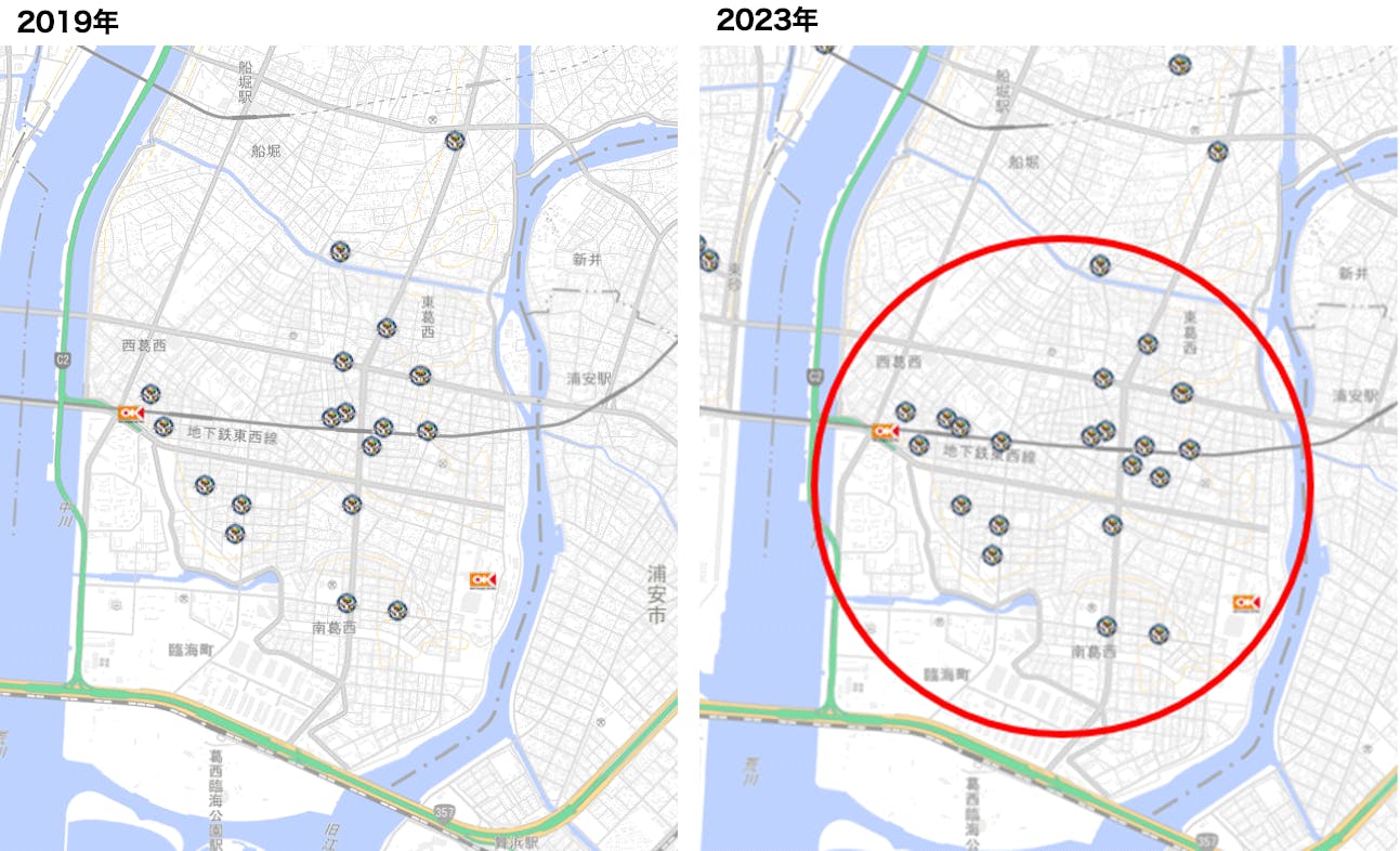 図11：東京都江戸川区葛西近辺の状況 　地図：国土地理院