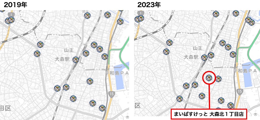 図4：1000店舗目となるまいばすけっとの店舗周辺　地図：国土地理院