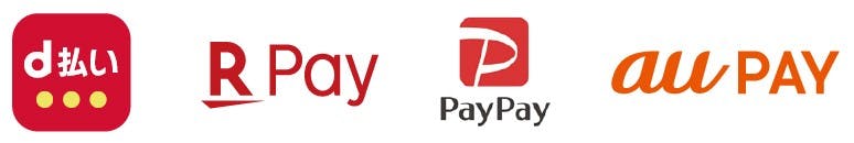 ｄ払い、楽天ペイ、PayPay、auPAYのロゴ