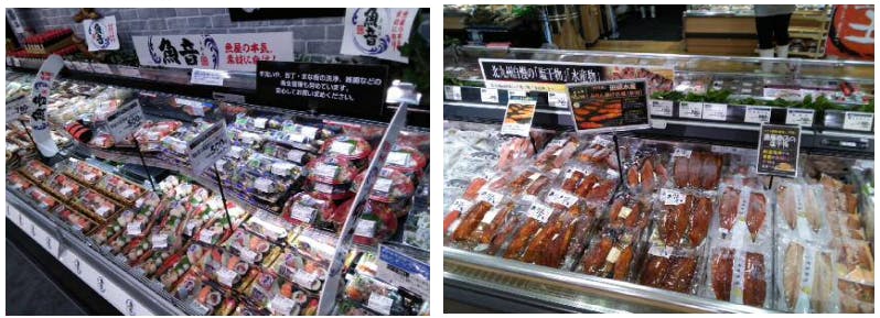 イオン直方店の鮮魚売場