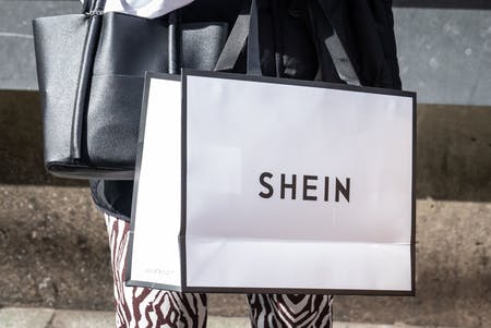 「ＳＨＥＩＮ（シーイン）」のショッピングバッグを持つ女性