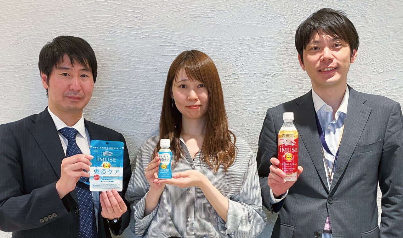 キリンホールディングス 阿部 晋作氏、キリンビバレッジ 三高 実里氏、キリンビバレッジ 長谷川 翔氏