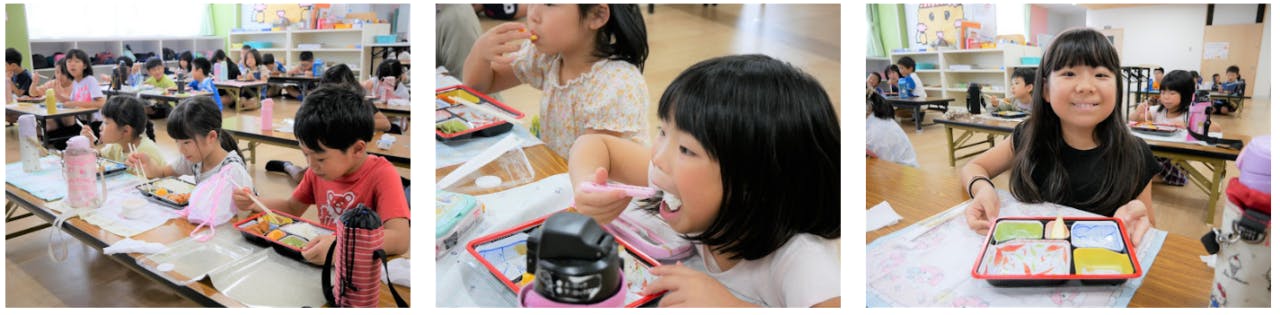 昼食を食べている子どもたちの様子（夏休み提供時）