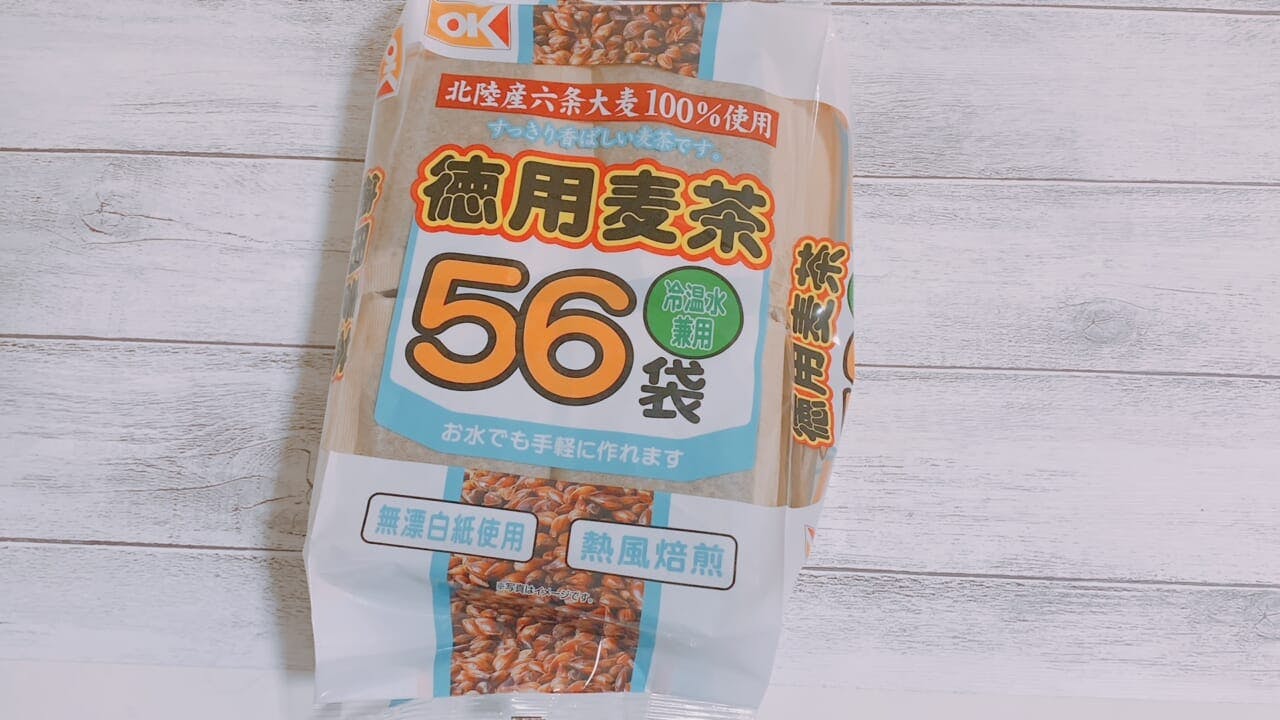 「オーケー 徳用麦茶 7g×56袋 392g」（税抜き 148 円）。