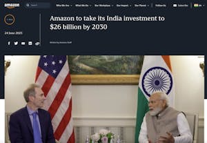インドのモディ首相と会談するアマゾンのジャシーCEO（アマゾンのウェブサイトより）