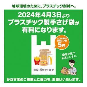 日本マクドナルドが長崎県の店舗でのレジ袋有料化を説明するポスターのイメージ