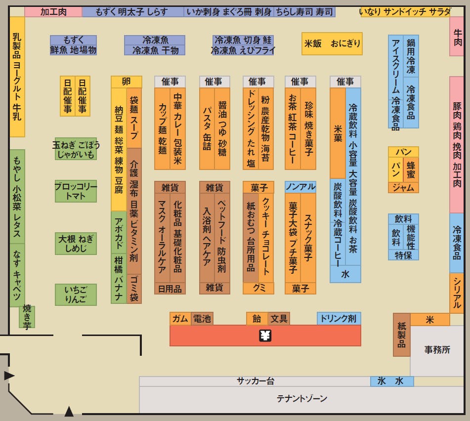 クスリのアオキ田中町店売場レイアウト