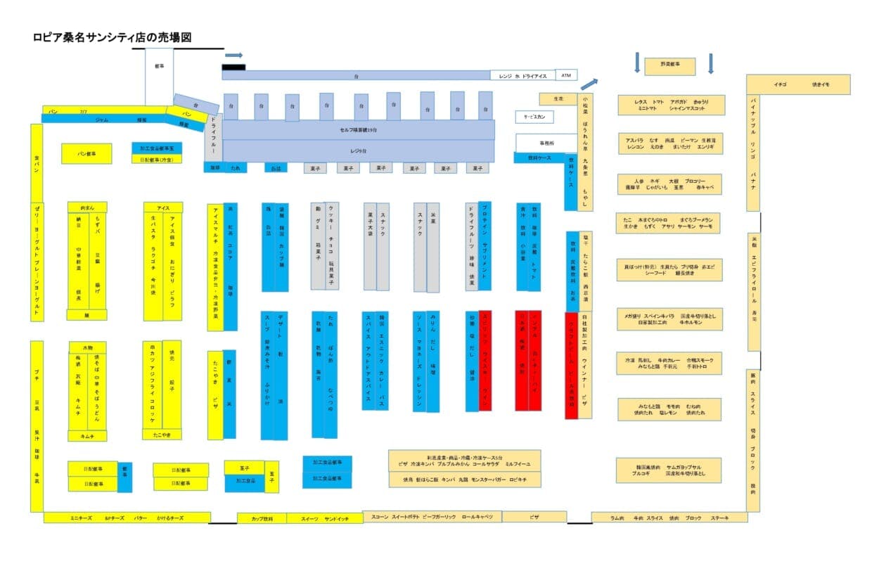 ロピア桑名サンシティ店の売場レイアウト