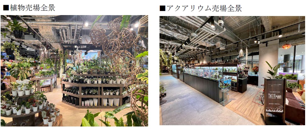 gardens umekitaの植物売場とアクア売場