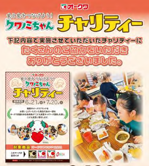 オークワ　オリジナル商品売上の一部を寄付