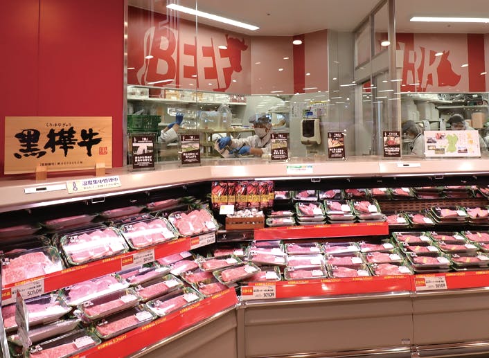 ヤオコー久喜吉羽店の牛肉売場