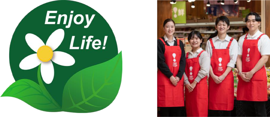 マミーマートのロゴと従業員