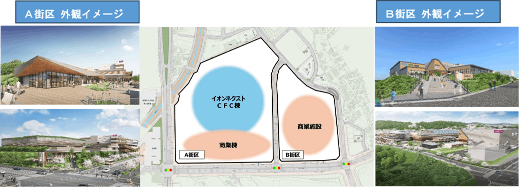 イオンモール、「八王子インターチェンジ北」A街区とB街区