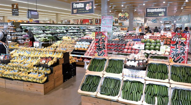 「原信古正寺店」の青果売場