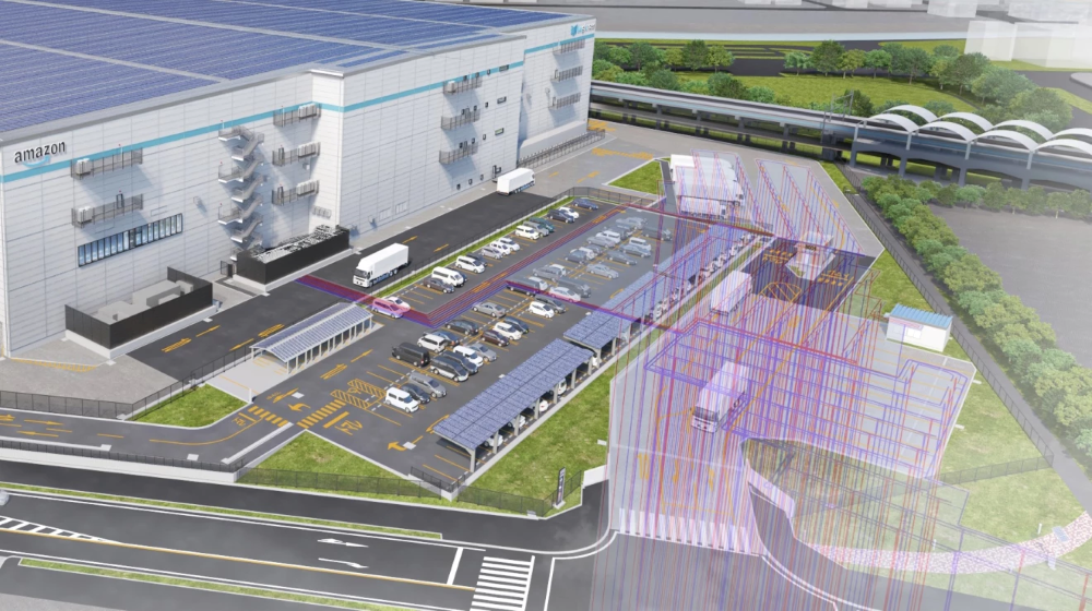 Amazon古屋市の物流拠点　地中熱利用システムのイメージ