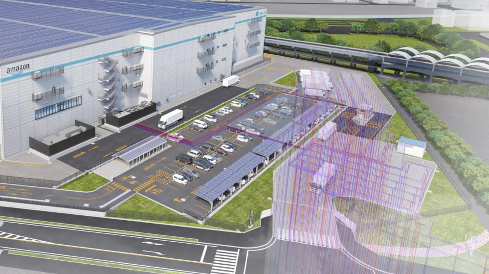 Amazon古屋市の物流拠点　地中熱利用システムのイメージ