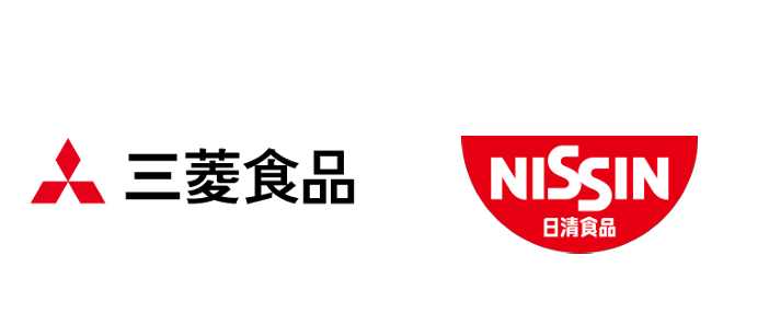 三菱食品と日清食品のロゴ